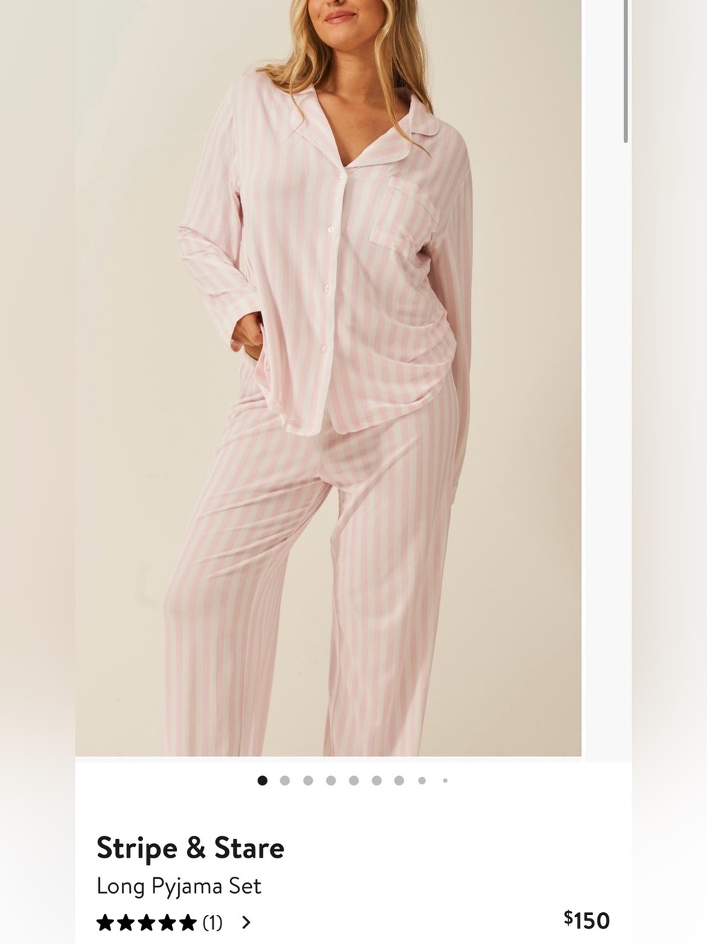 NWOT Stripe & Stare Women's Pink Striped Button-Down Pajama Set
